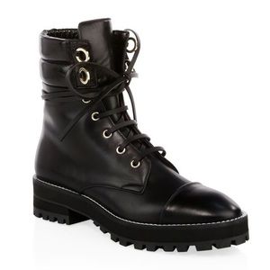 Stuart Weitzman Lexy Leather Combat Boots Sz 8